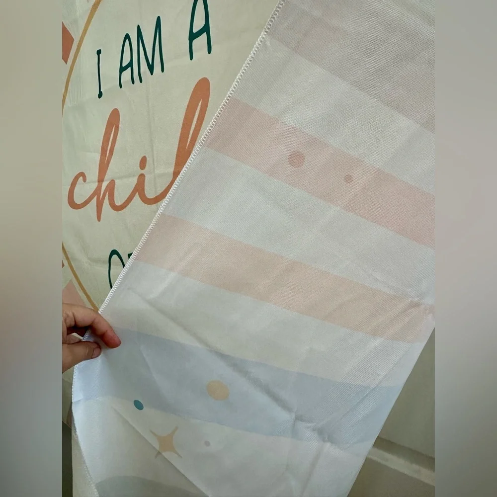 Child of God Fabric Backdrop/ Banner Rainbow Pastel
